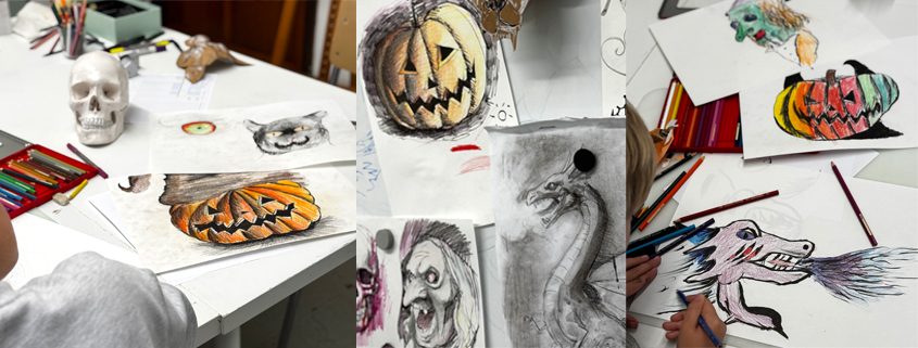 Halloween Zeichenworkshop für Kinder in den Herbstferien bei studio linea